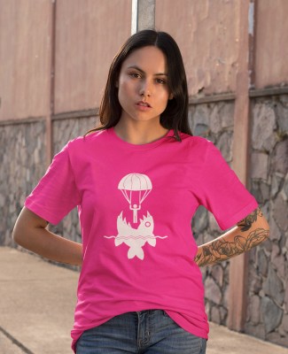 Boyfriend T-shirt FRUIT OF THE LOOM DogFish σε φούξια χρώμα.